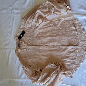 Peach Blouse with Long Puffy Sleeves